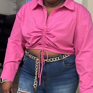 Pink Cropped party shirt